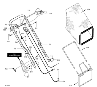 Part Location Diagram of 672286-806 Briggs and Stratton Handle